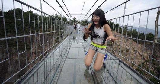 Glass-Bottomed Suspension Bridge In China
