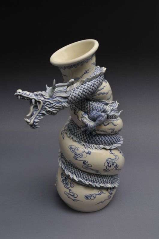 Tsang Sculpts a Dragon Strangling A Porcelain Vase