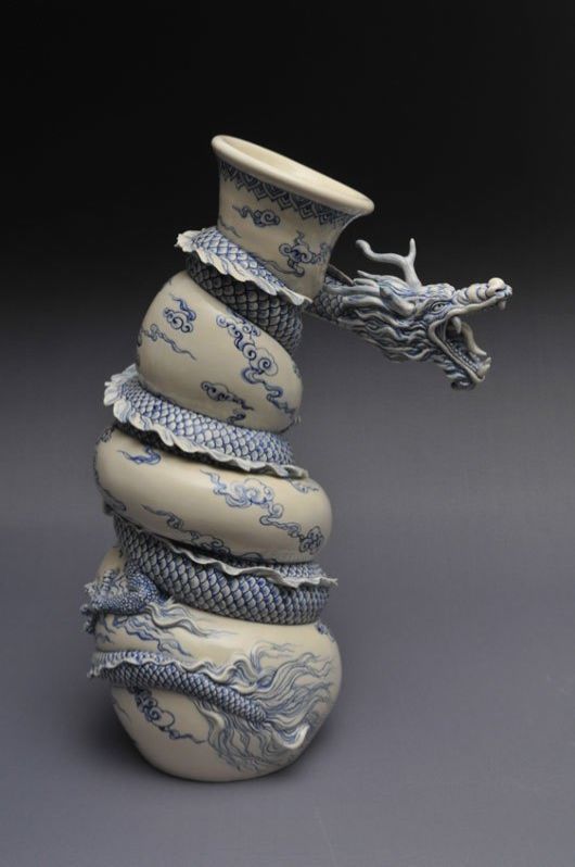 Tsang Sculpts a Dragon Strangling A Porcelain Vase