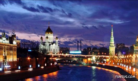 Beautiful Night Views of Moscow, Russia
