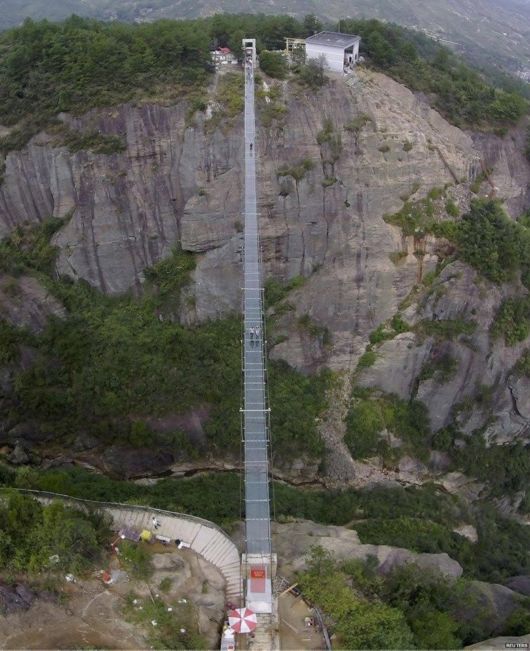 Glass-Bottomed Suspension Bridge In China