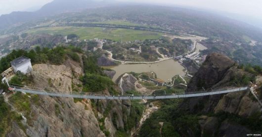 Glass-Bottomed Suspension Bridge In China